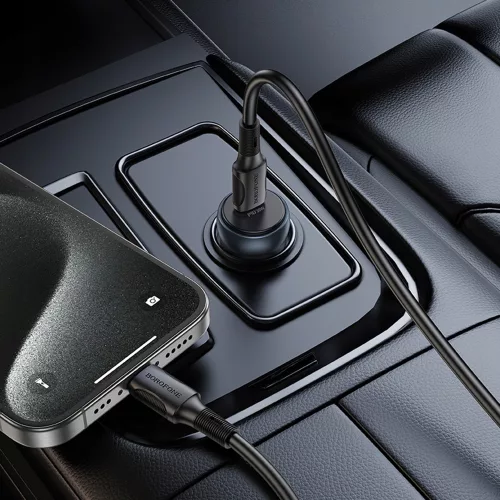 Borofone - Car Charger Fresh (BZ32) - Type-C, Fast Charge, Single Port, 30W (PD/QC/FCP/AFC), for 12-24V - Metal Gray