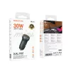 Borofone - Mini Car Charger Fresh (BZ32A) - Type-C, USB, Fast Charge, Dual Port, 30W (PD/QC), Aluminum Alloy - Metal Gray
