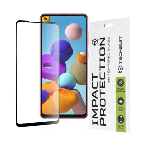   Techsuit - 111D Full Cover / Full Glue üvegfólia - Samsung Galaxy A21s / A21 - Fekete széllel