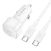 Borofone - Car Charger Cloud (BZ34A) - Type-C Cable Included, Single Port Type-C, PD20W, ABS, for DC 12-24V - White