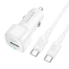 Borofone - Car Charger Cloud (BZ34B) - Type-C Cable Included, Type-C + USB-A, PD20W, QC3.0, Dual Port, 38W, ABS - White