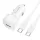 Borofone - Car Charger Cloud (BZ34B) - Type-C Cable Included, Type-C + USB-A, PD20W, QC3.0, Dual Port, 38W, ABS - White