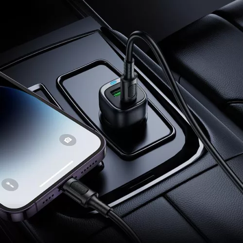 Borofone - Car Charger Cloud (BZ34B) - Type-C Cable Included, Type-C + USB-A, PD20W, QC3.0, Dual Port, 38W, ABS - White