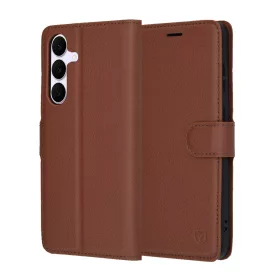   Techsuit - Leather Folio kinyitható tok - Samsung Galaxy S25 FE - Barna