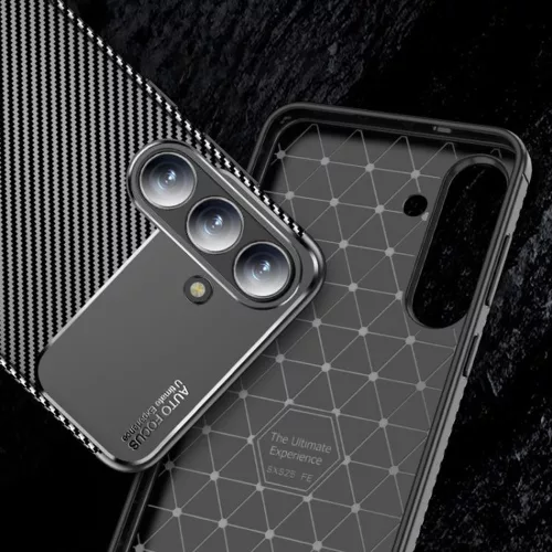 Techsuit - CarbonFiber szilikon tok - Samsung Galaxy S25 FE - Fekete