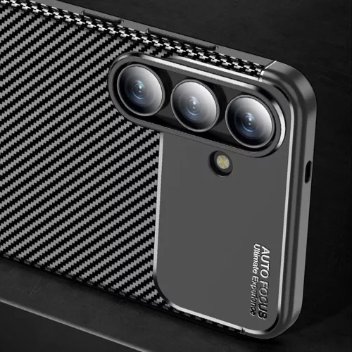 Techsuit - CarbonFiber szilikon tok - Samsung Galaxy S25 FE - Fekete