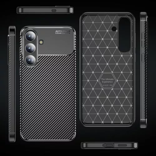 Techsuit - CarbonFiber szilikon tok - Samsung Galaxy S25 FE - Fekete