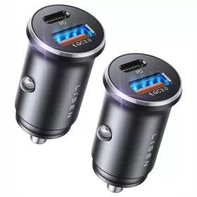   Lisen - (2 pack) Car Charger (YL0223080038) - Fast Charging, USB, Type-C, Cigarette Lighter Adapter, PD36W, QC18W - Black