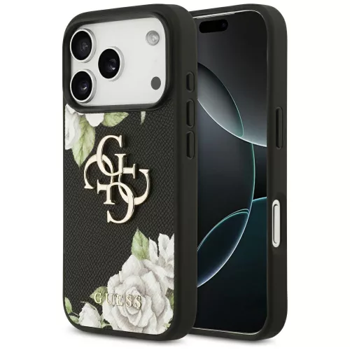 Guess - Hardcase 4G Grained Roses Big Logo (GUHCP17LPGROP4MK) - iPhone 17 Pro - Black