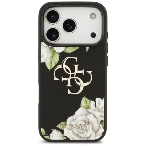 Guess - Hardcase 4G Grained Roses Big Logo (GUHCP17LPGROP4MK) - iPhone 17 Pro - Black