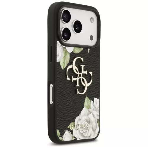 Guess - Hardcase 4G Grained Roses Big Logo (GUHCP17LPGROP4MK) - iPhone 17 Pro - Black