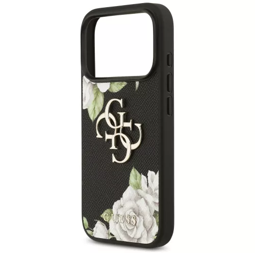 Guess - Hardcase 4G Grained Roses Big Logo (GUHCP17LPGROP4MK) - iPhone 17 Pro - Black