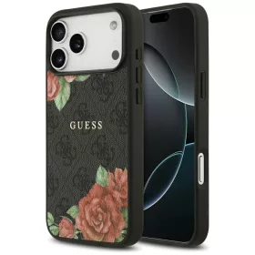   Guess - Keménytok 4G Virágmintás MagSafe (GUHMP17LP4ROPEMCK) - iPhone 17 Pro - Fekete