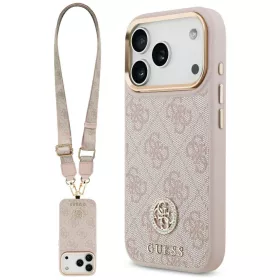   Guess - Keménytok 4G Strassz Logó és Nagy Pánt (GUHMP17LP4G4DCSP) - iPhone 17 Pro - Rózsaszín
