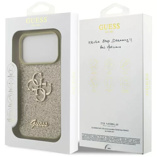 Guess - Fixed Glitter Big 4G (GUHCP17LHG4SGD) - iPhone 17 Pro - Gold