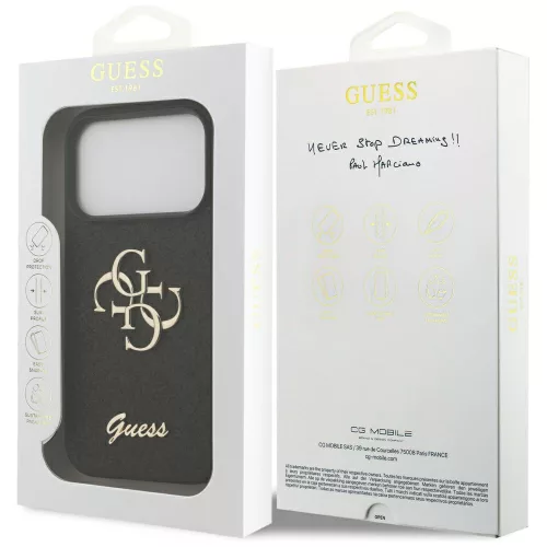 Guess - Rögzített Csillámos Nagy 4G (GUHCP17XHG4SGK) - iPhone 17 Pro Max - Fekete