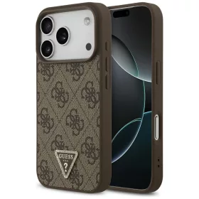   Guess - Bőr 4G Háromszög Strassz MagSafe (GUHMP17LP4TDPLW) - iPhone 17 Pro - Barna