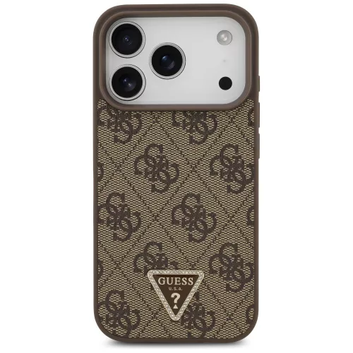 Guess - Bőr 4G Háromszög Strassz MagSafe (GUHMP17LP4TDPLW) - iPhone 17 Pro - Barna