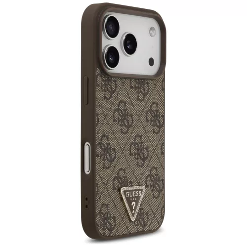 Guess - Bőr 4G Háromszög Strassz MagSafe (GUHMP17LP4TDPLW) - iPhone 17 Pro - Barna