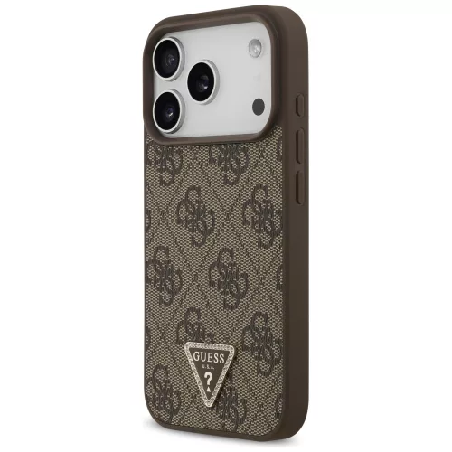 Guess - Bőr 4G Háromszög Strassz MagSafe (GUHMP17LP4TDPLW) - iPhone 17 Pro - Barna