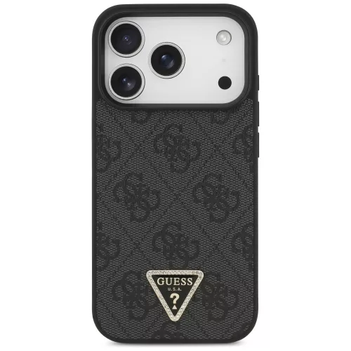 Guess - Leather 4G Triangle Strass MagSafe (GUHMP17XP4TDPLK) - iPhone 17 Pro Max - Black