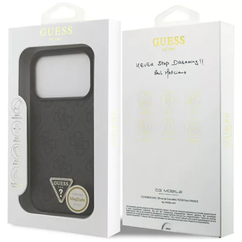 Guess - Leather 4G Triangle Strass MagSafe (GUHMP17XP4TDPLK) - iPhone 17 Pro Max - Black