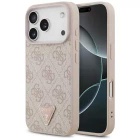   Guess - Bőr 4G Háromszög Strassz MagSafe (GUHMP17XP4TDPLP) - iPhone 17 Pro Max - Rózsaszín