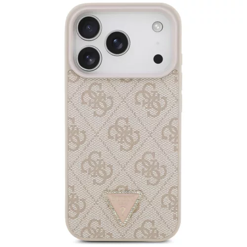 Guess - Bőr 4G Háromszög Strassz MagSafe (GUHMP17XP4TDPLP) - iPhone 17 Pro Max - Rózsaszín