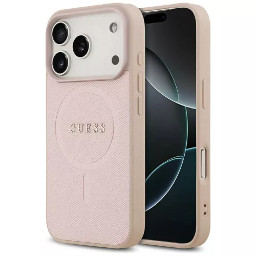 Guess - Saffiano Klasszikus Logó MagSafe (GUHMP17LPSAHMCP) - iPhone 17 Pro - Rózsaszín