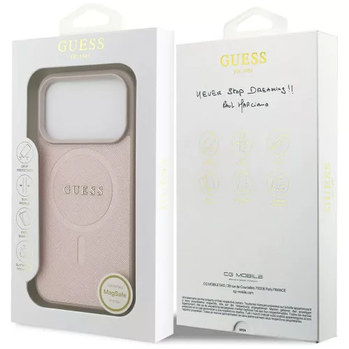 Guess - Saffiano Klasszikus Logó MagSafe (GUHMP17XPSAHMCP) - iPhone 17 Pro Max - Rózsaszín