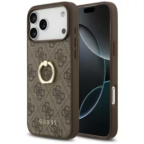   Guess - Keménytok 4G Gyűrűs Tartó (GUHCP17X4GMRBR) - iPhone 17 Pro Max - Barna