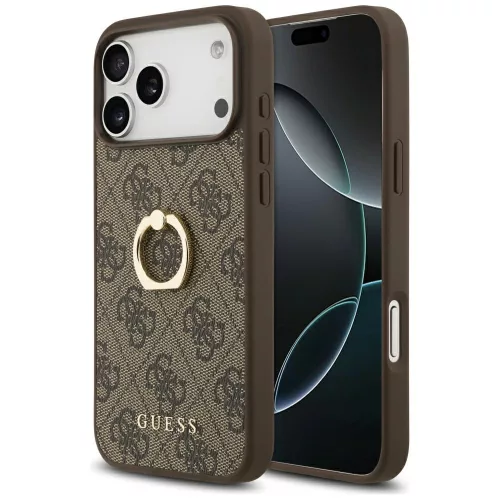 Guess - Keménytok 4G Gyűrűs Tartó (GUHCP17X4GMRBR) - iPhone 17 Pro Max - Barna