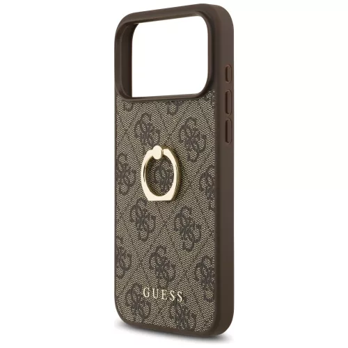 Guess - Keménytok 4G Gyűrűs Tartó (GUHCP17X4GMRBR) - iPhone 17 Pro Max - Barna