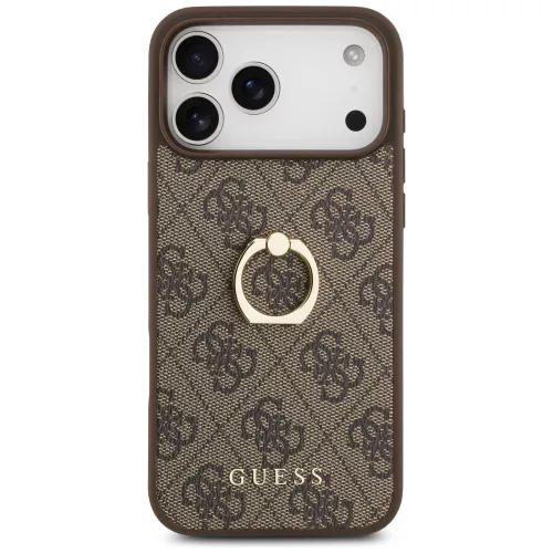 Guess - Keménytok 4G Gyűrűs Tartó (GUHCP17X4GMRBR) - iPhone 17 Pro Max - Barna