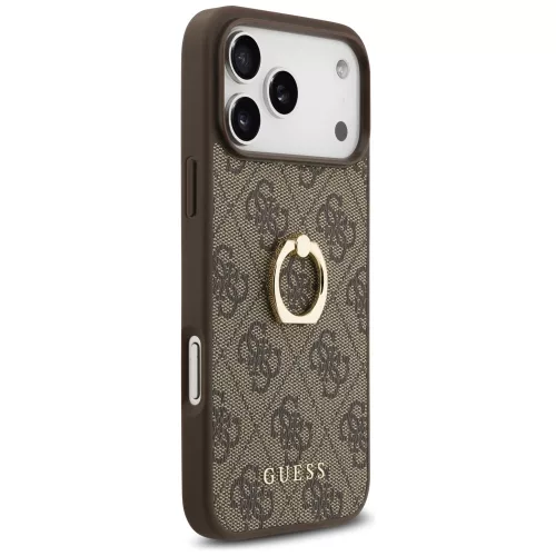 Guess - Keménytok 4G Gyűrűs Tartó (GUHCP17X4GMRBR) - iPhone 17 Pro Max - Barna