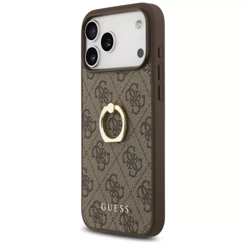 Guess - Keménytok 4G Gyűrűs Tartó (GUHCP17X4GMRBR) - iPhone 17 Pro Max - Barna