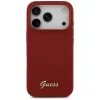 Guess - Szilikon Fém Logó Felirat MagSafe (GUHMP17LSMBSLM) - iPhone 17 Pro - Piros