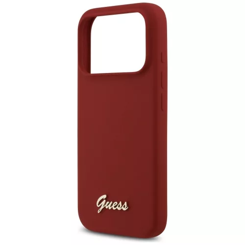 Guess - Szilikon Fém Logó Felirat MagSafe (GUHMP17LSMBSLM) - iPhone 17 Pro - Piros
