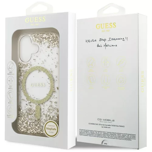 Guess - Gyanta Aljú Csillámos MagSafe (GUHMP17SRGRGED) - iPhone 17 - Arany