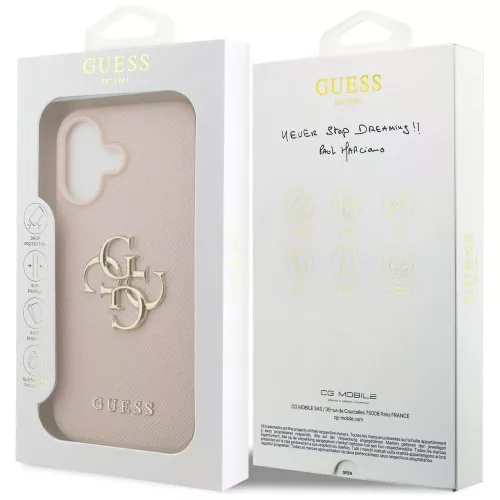 Guess - Keménytok 4G Szemcsézett Nagy és Klasszikus Logó (GUHCP17SPGT4MBP) - iPhone 17 - Rózsaszín