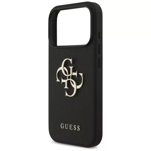 Guess - Keménytok 4G Szemcsézett Nagy és Klasszikus Logó (GUHCP17LPGT4MBK) - iPhone 17 Pro - Fekete