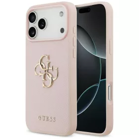   Guess - Keménytok 4G Szemcsézett Nagy és Klasszikus Logó (GUHCP17LPGT4MBP) - iPhone 17 Pro - Rózsaszín