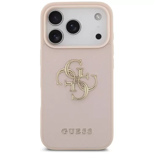 Guess - Keménytok 4G Szemcsézett Nagy és Klasszikus Logó (GUHCP17LPGT4MBP) - iPhone 17 Pro - Rózsaszín