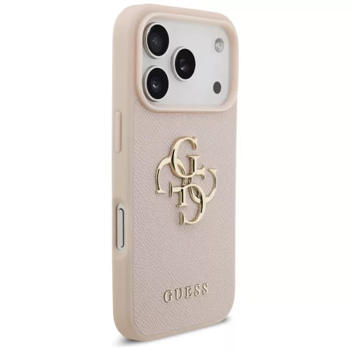 Guess - Keménytok 4G Szemcsézett Nagy és Klasszikus Logó (GUHCP17LPGT4MBP) - iPhone 17 Pro - Rózsaszín