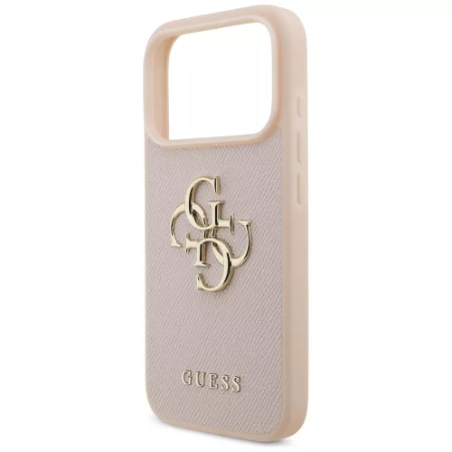 Guess - Keménytok 4G Szemcsézett Nagy és Klasszikus Logó (GUHCP17LPGT4MBP) - iPhone 17 Pro - Rózsaszín
