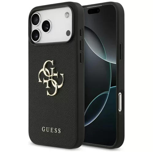 Guess - Keménytok 4G Szemcsézett Nagy és Klasszikus Logó (GUHCP17XPGT4MBK) - iPhone 17 Pro Max - Fekete