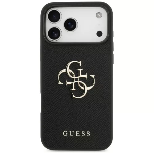 Guess - Keménytok 4G Szemcsézett Nagy és Klasszikus Logó (GUHCP17XPGT4MBK) - iPhone 17 Pro Max - Fekete