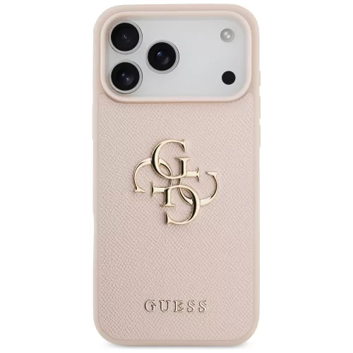 Guess - Keménytok 4G Szemcsézett Nagy és Klasszikus Logó (GUHCP17XPGT4MBP) - iPhone 17 Pro Max - Rózsaszín