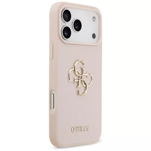Guess - Keménytok 4G Szemcsézett Nagy és Klasszikus Logó (GUHCP17XPGT4MBP) - iPhone 17 Pro Max - Rózsaszín