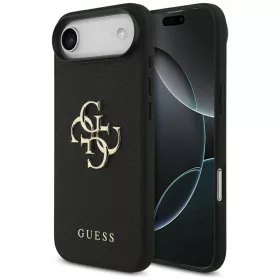   Guess - Keménytok 4G Szemcsézett Nagy és Klasszikus Logó (GUHCP17MPGT4MBK) - iPhone 17 Air - Fekete